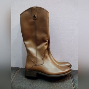 Frye Cognac Brown Leather Knee High Pull On Riding Boots Womens Size 6M New